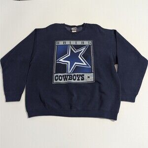 Vintage 90s Pro Player Dallas Cowboys Sweatshirt 2XL XXL Graphic Crewneck Navy